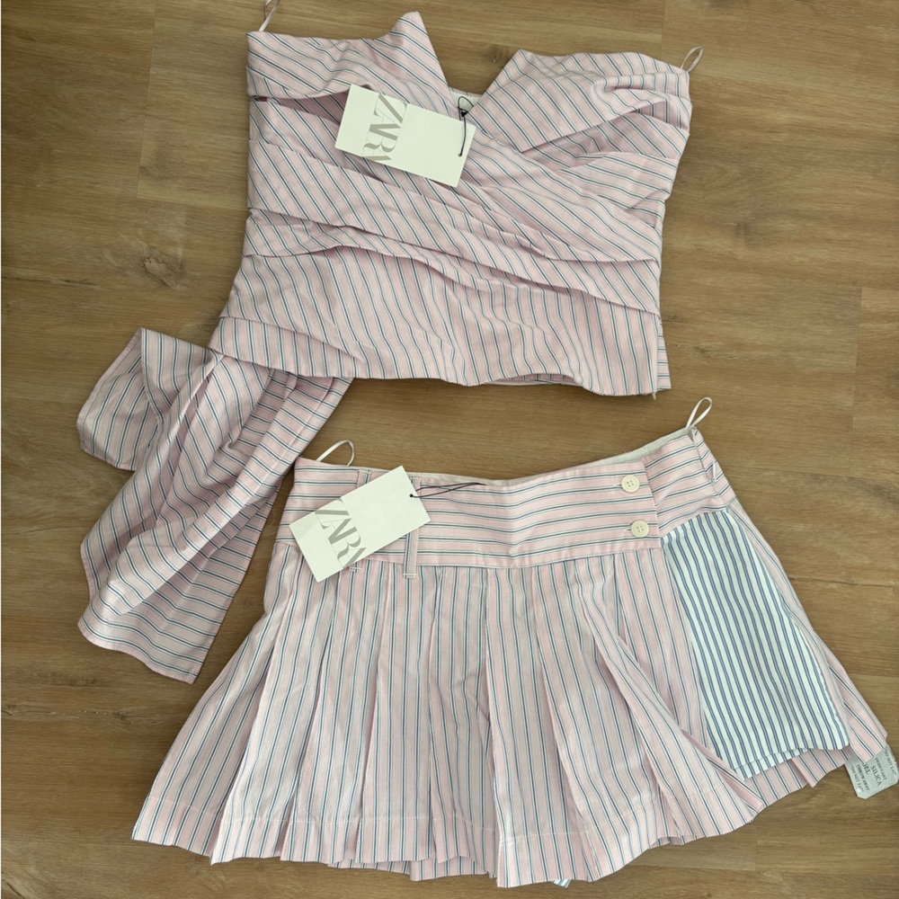 Zara Pink and Blue Striped Two-Piece Set